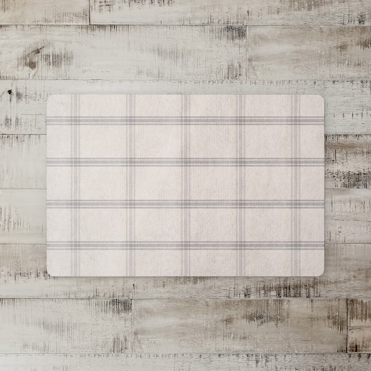 Neutral Plaid Floor Mat